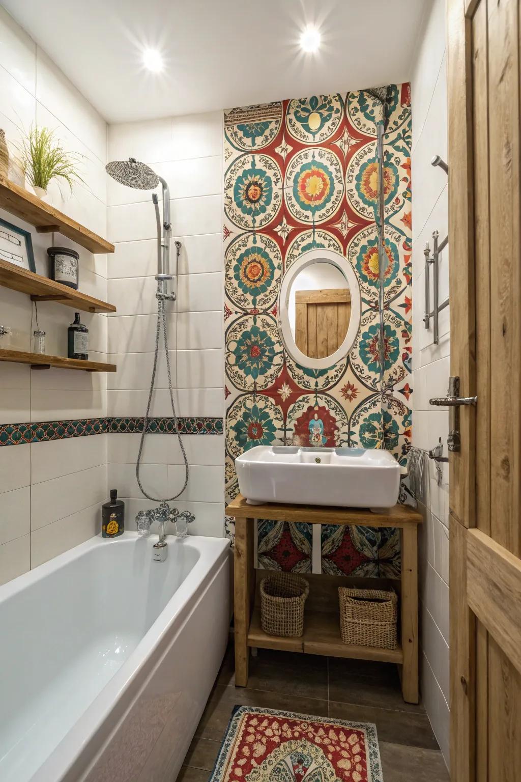 Patterned accents enrich your bathroom with personality and dimension.