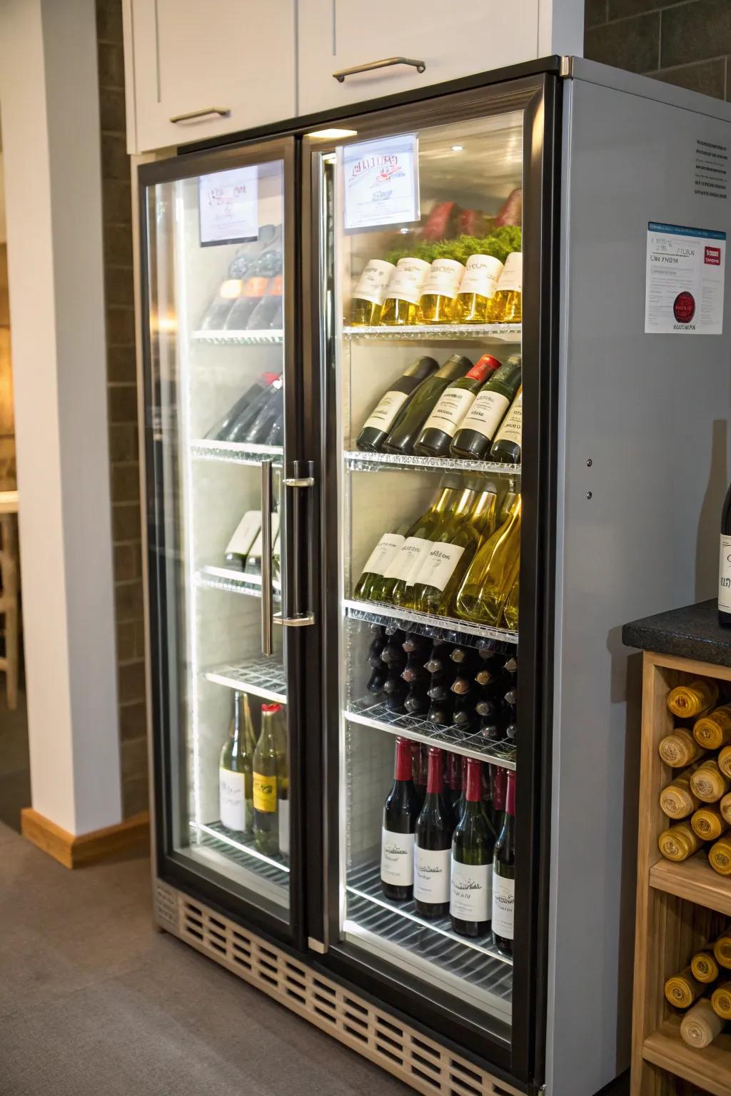 Glass doors transform your wine collection into a display, adding a hint of opulence.