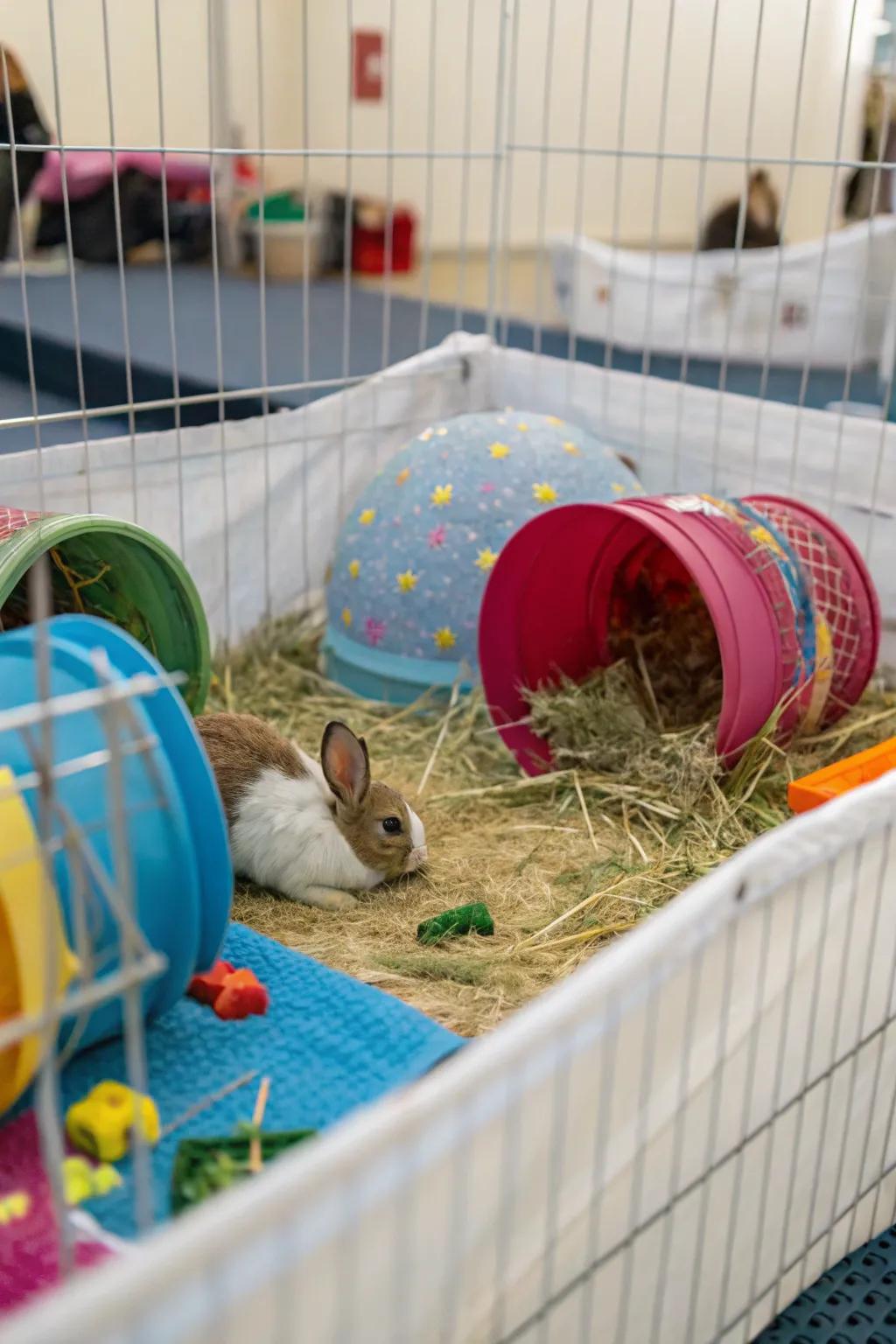 Engaging diversions provide joy and mental stimulation for bunnies.