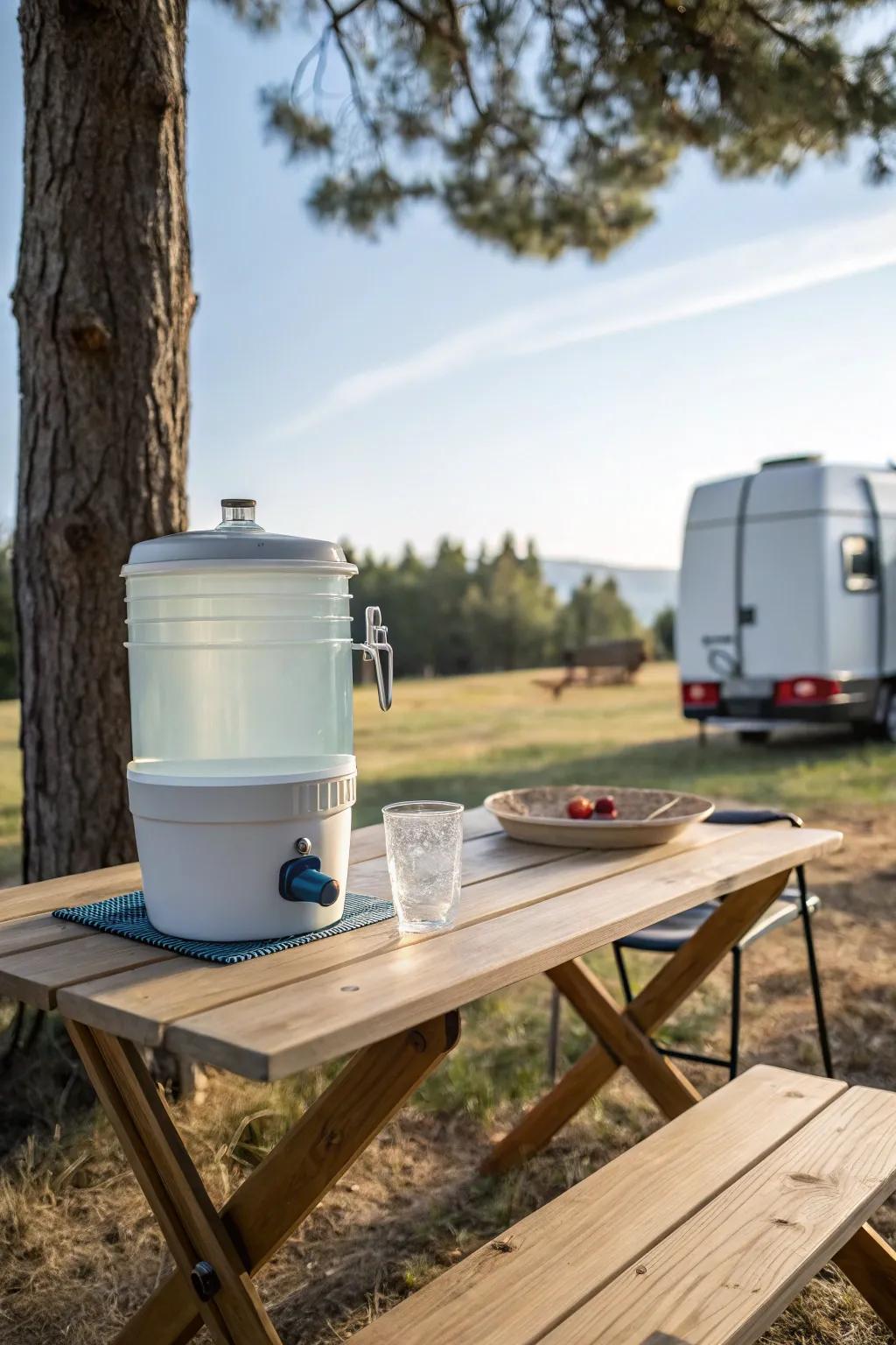 With a portable water carrier, you can stay hydrated and maintain cleanliness.