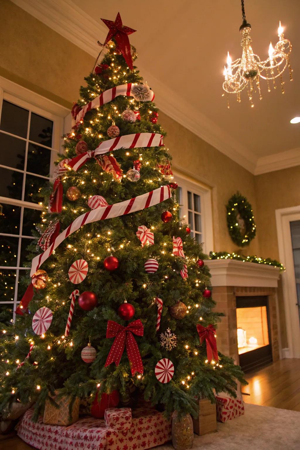 Bring elegance together with playfulness to your conifer thanks to peppermint stick decorations.