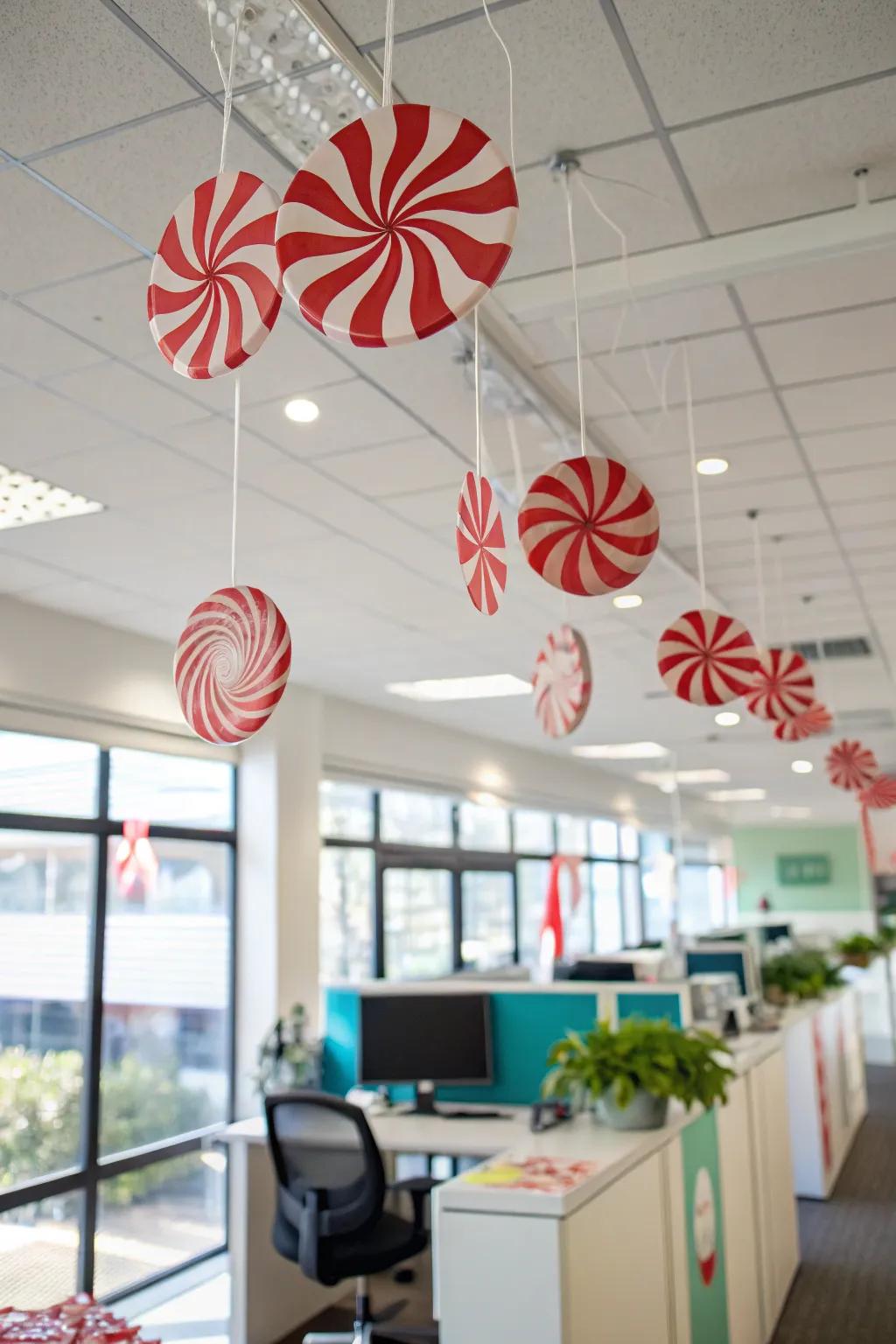 Add a playful twist with hanging mint twirls.