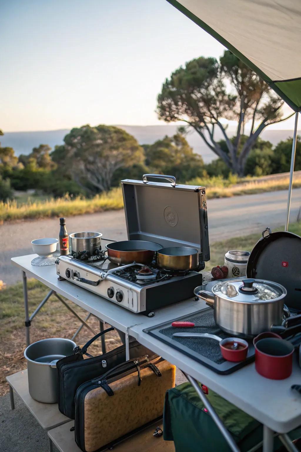 Maintain an organized camping kitchen, ready for any culinary exploration.