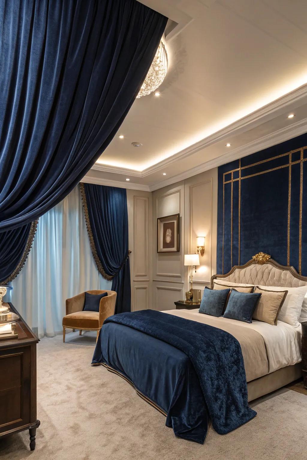 Plush curtains adding opulence and comfort