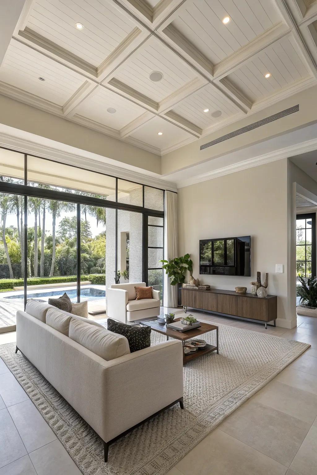 Revel in simplicity with a contemporary, minimalist ceiling design.