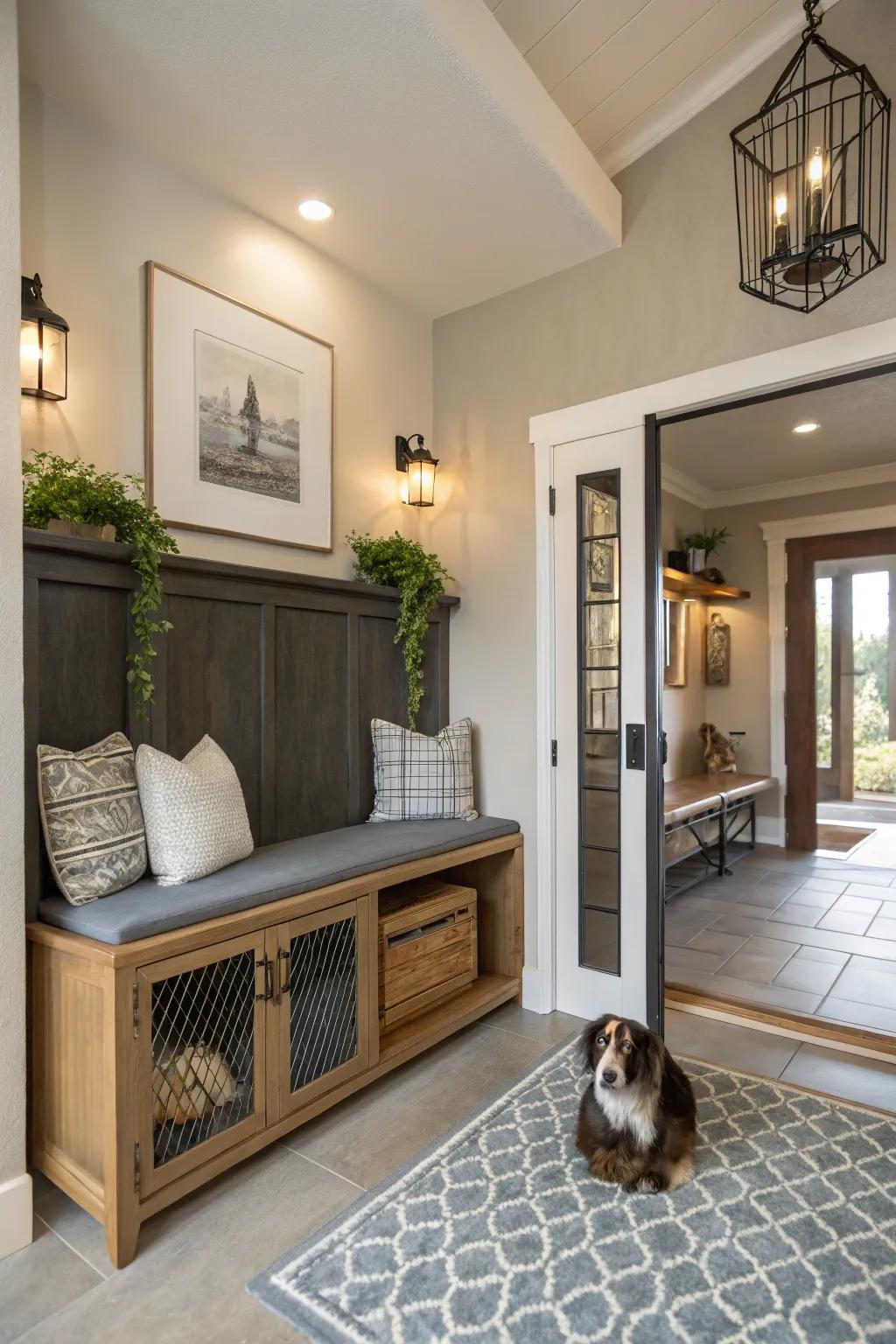 Make the most of your entrance space with an elegant kennel integration.