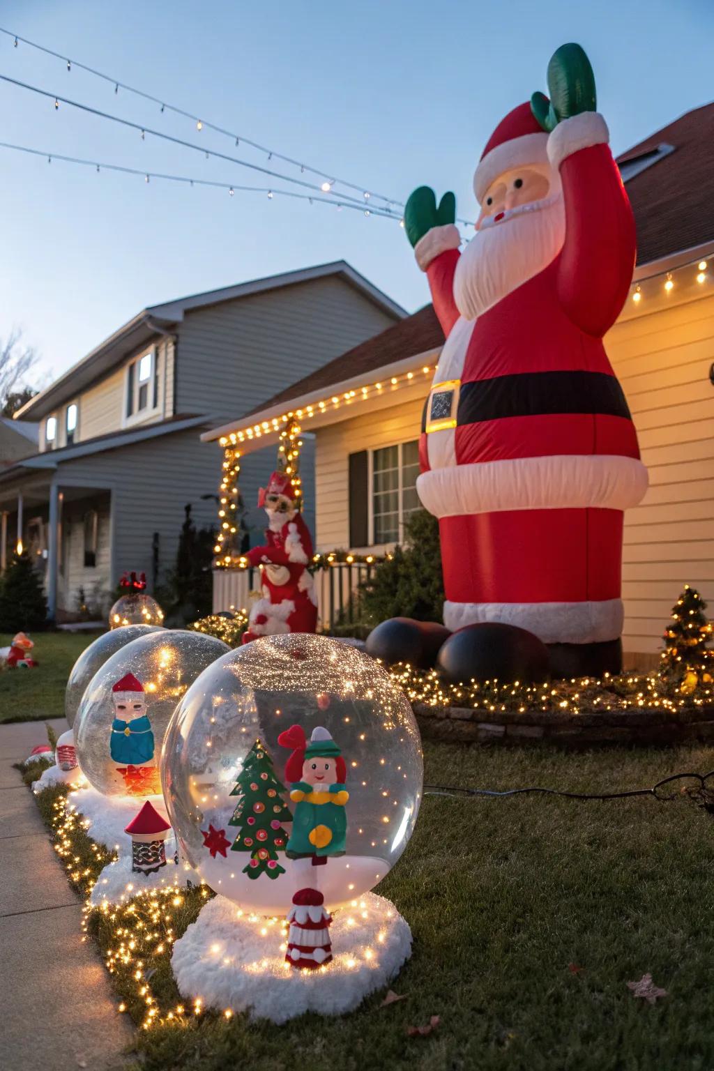Air-filled figures contribute an outsized festive charm.