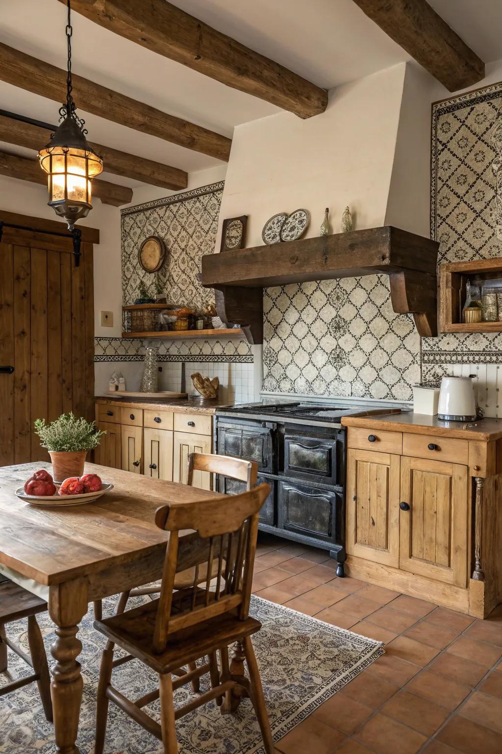 Country house elements append warmth to this traditional kitchen design.