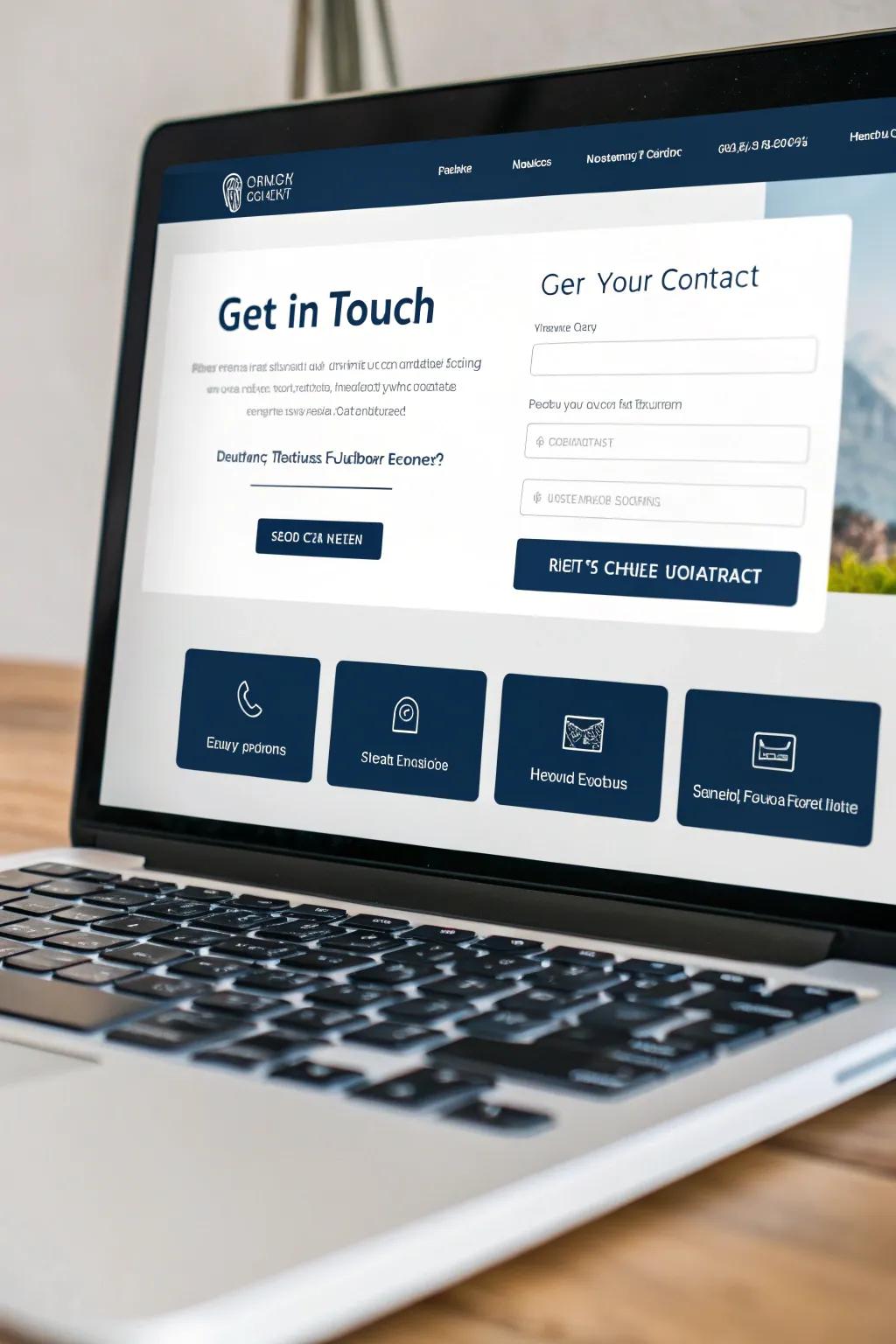 Contact page with prominent call-to-action buttons.