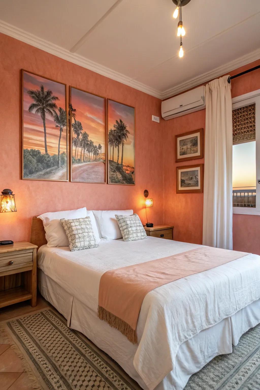 Sunset melon radiance adds warmth and romance.