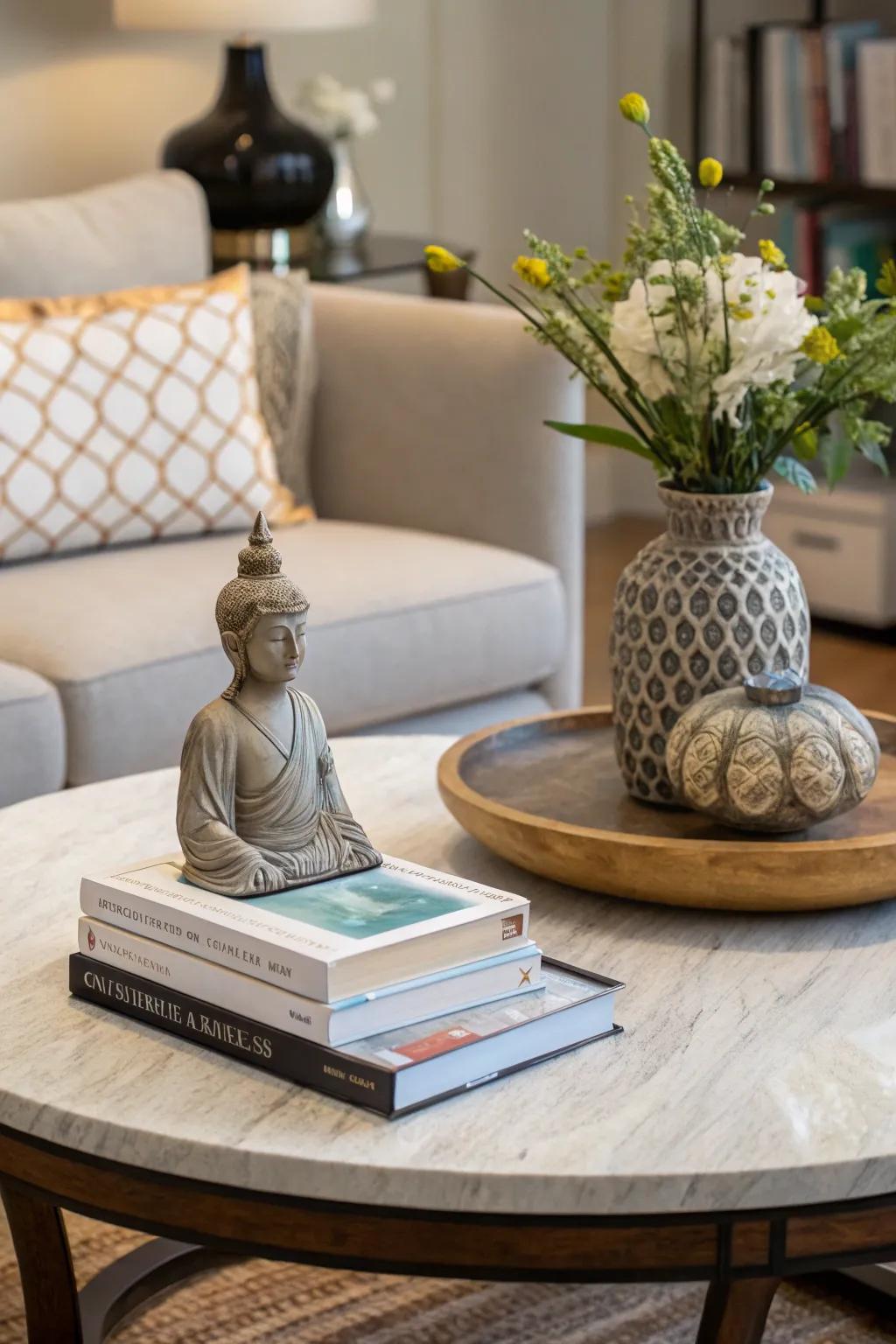 Artistic pieces can serve as compelling focal points on your coffee table.