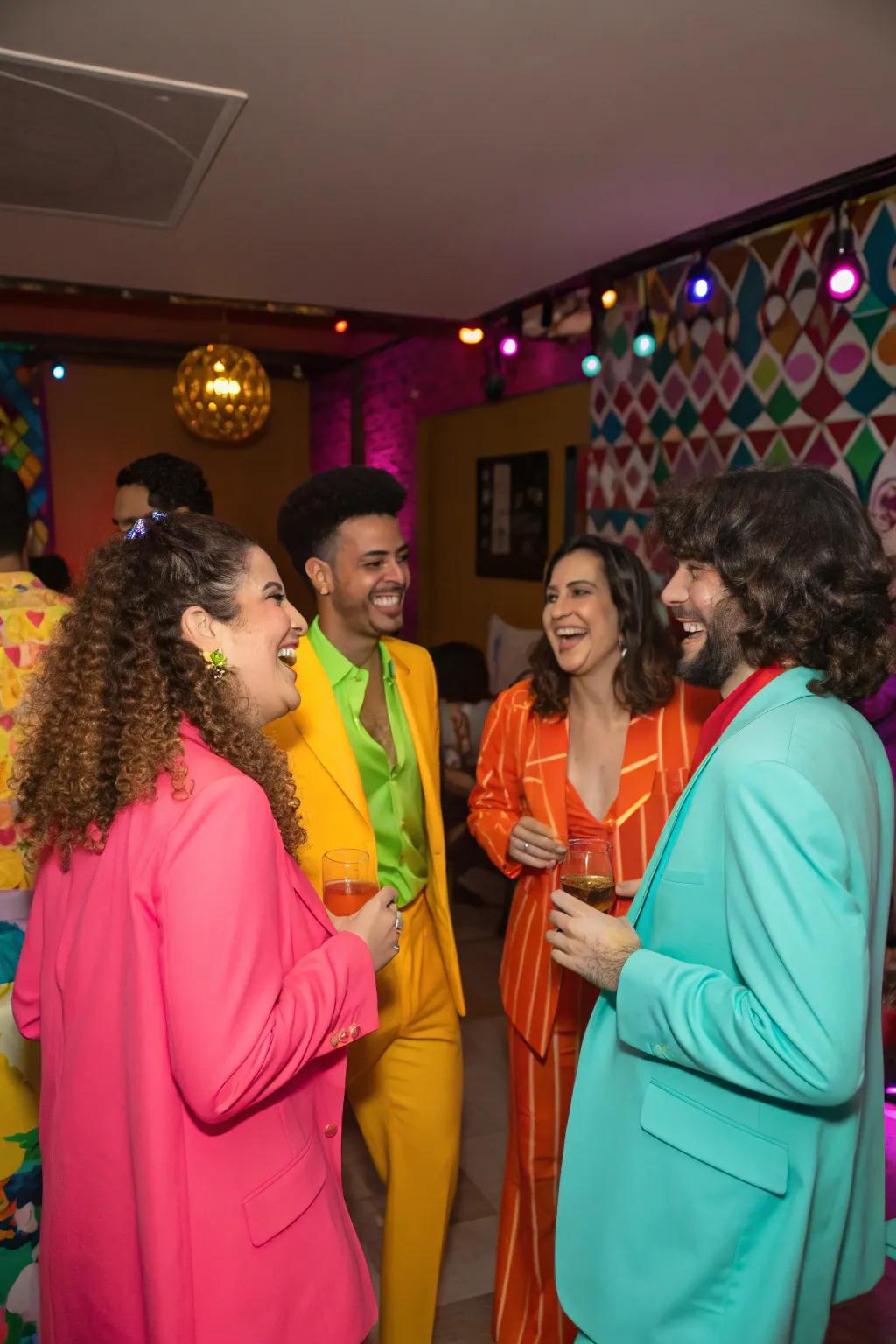 Attendees adorned in vibrant shades for the celebration.