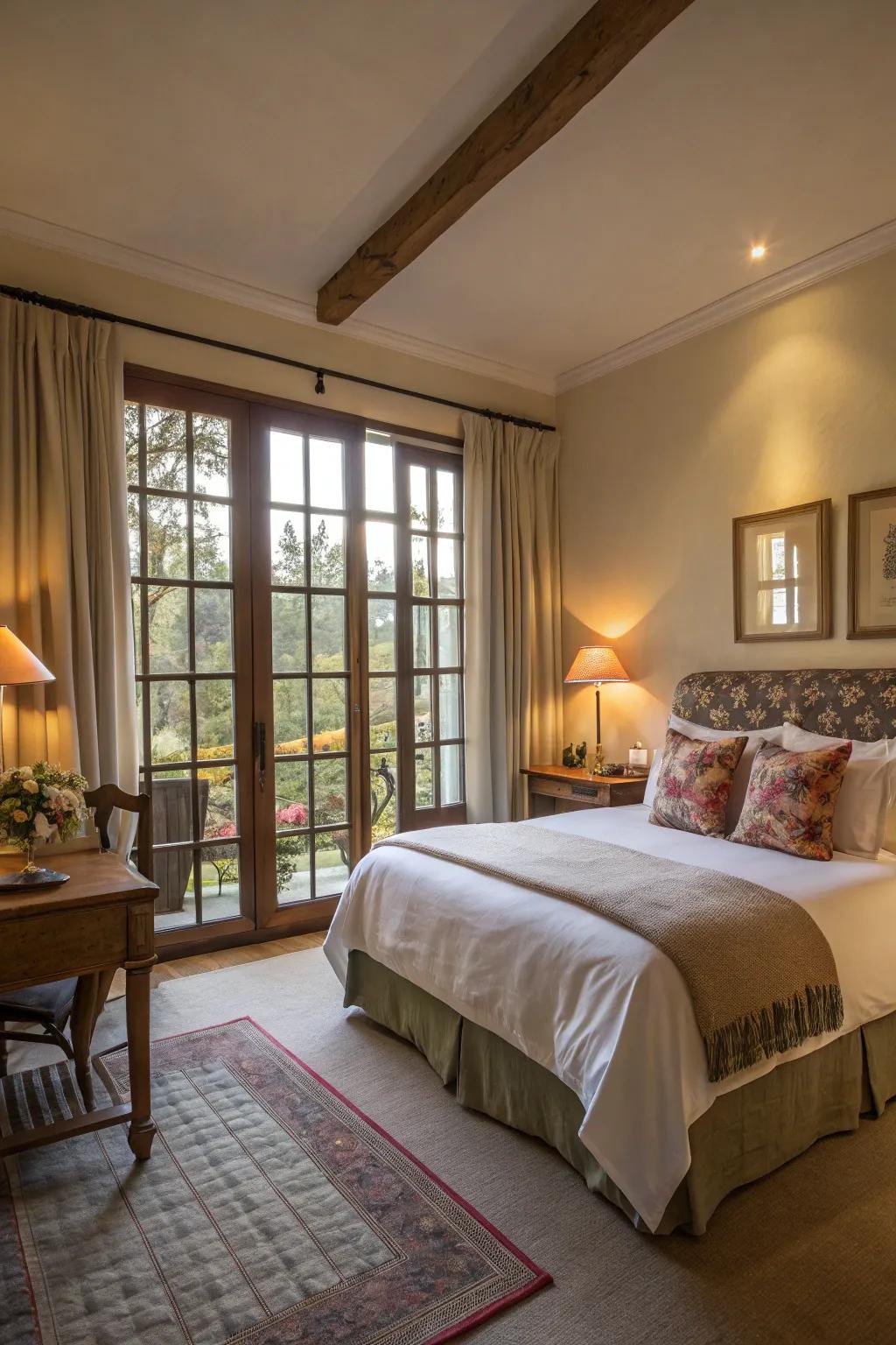 Natural and soft lighting creates an inviting atmosphere in this bedroom.