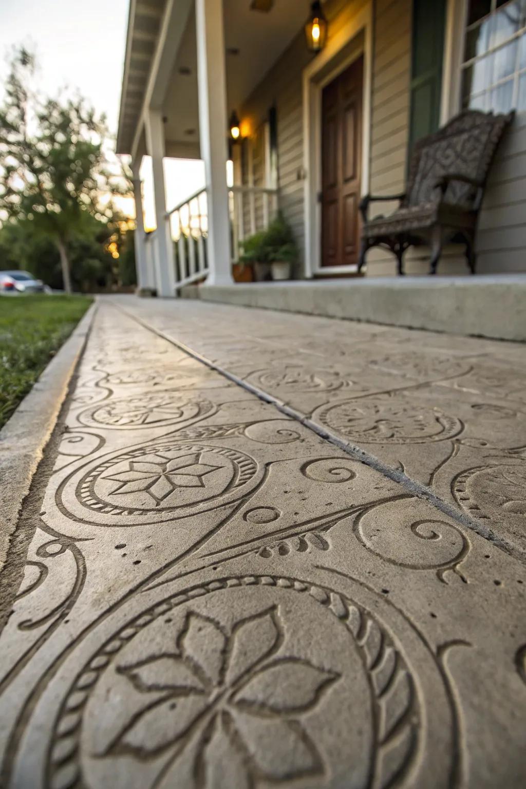 Structured concrete walkways provide an elegant touch.