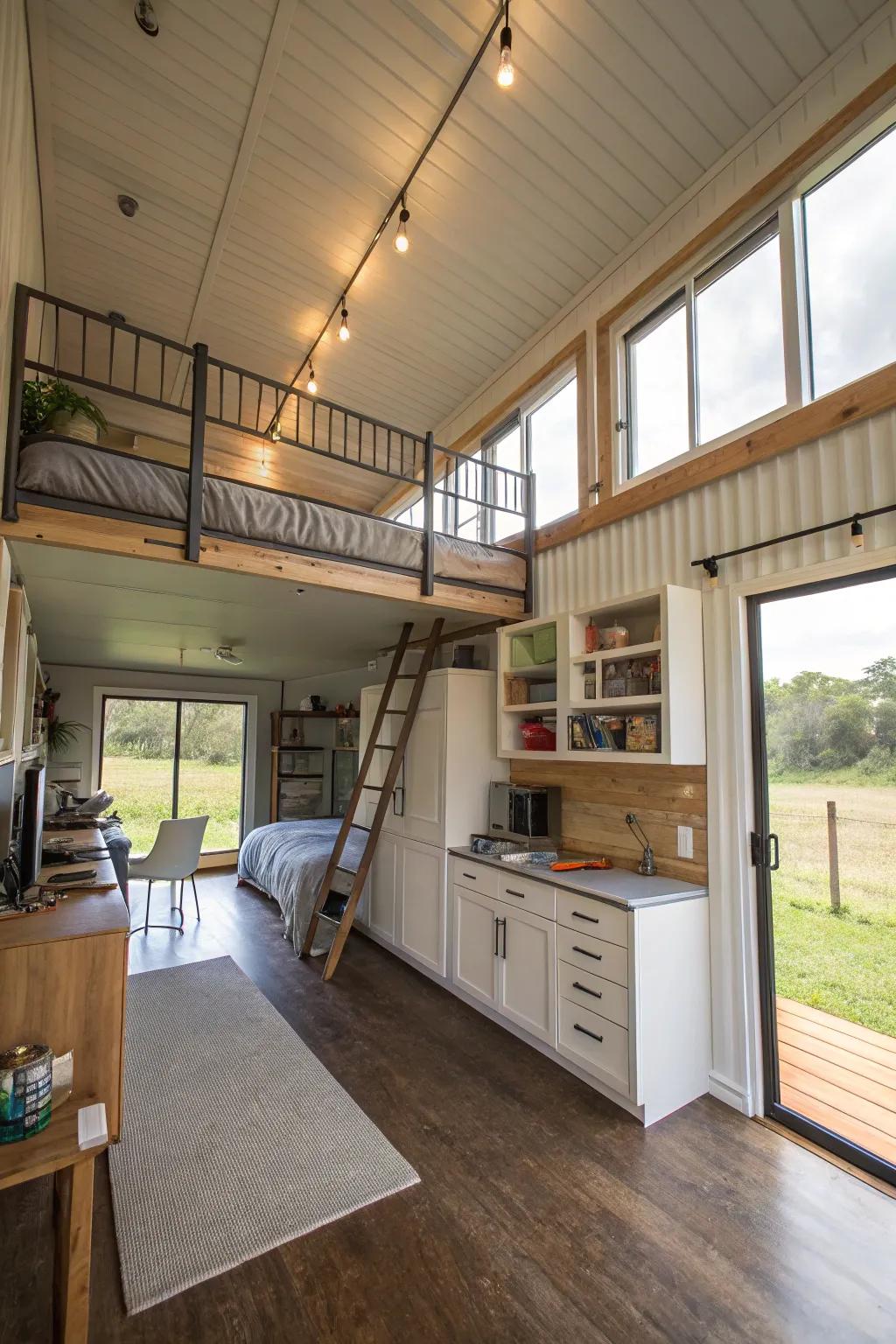 Tall containers enable creative mezzanine and storage possibilities.