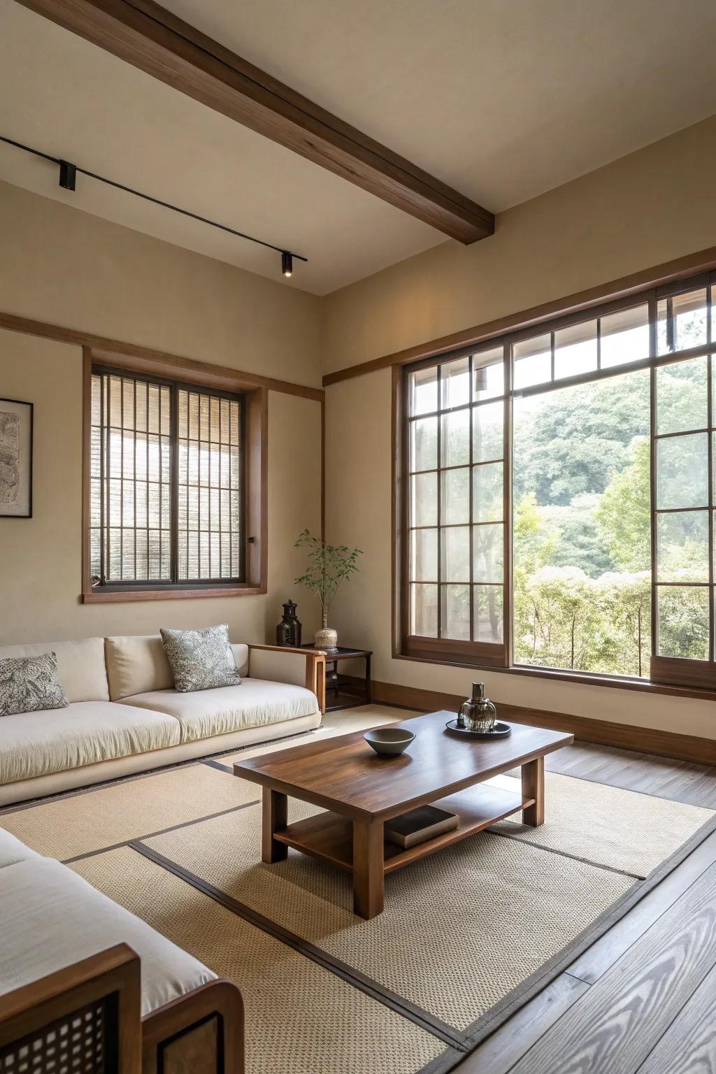 Minimalism brings serenity to your living room.