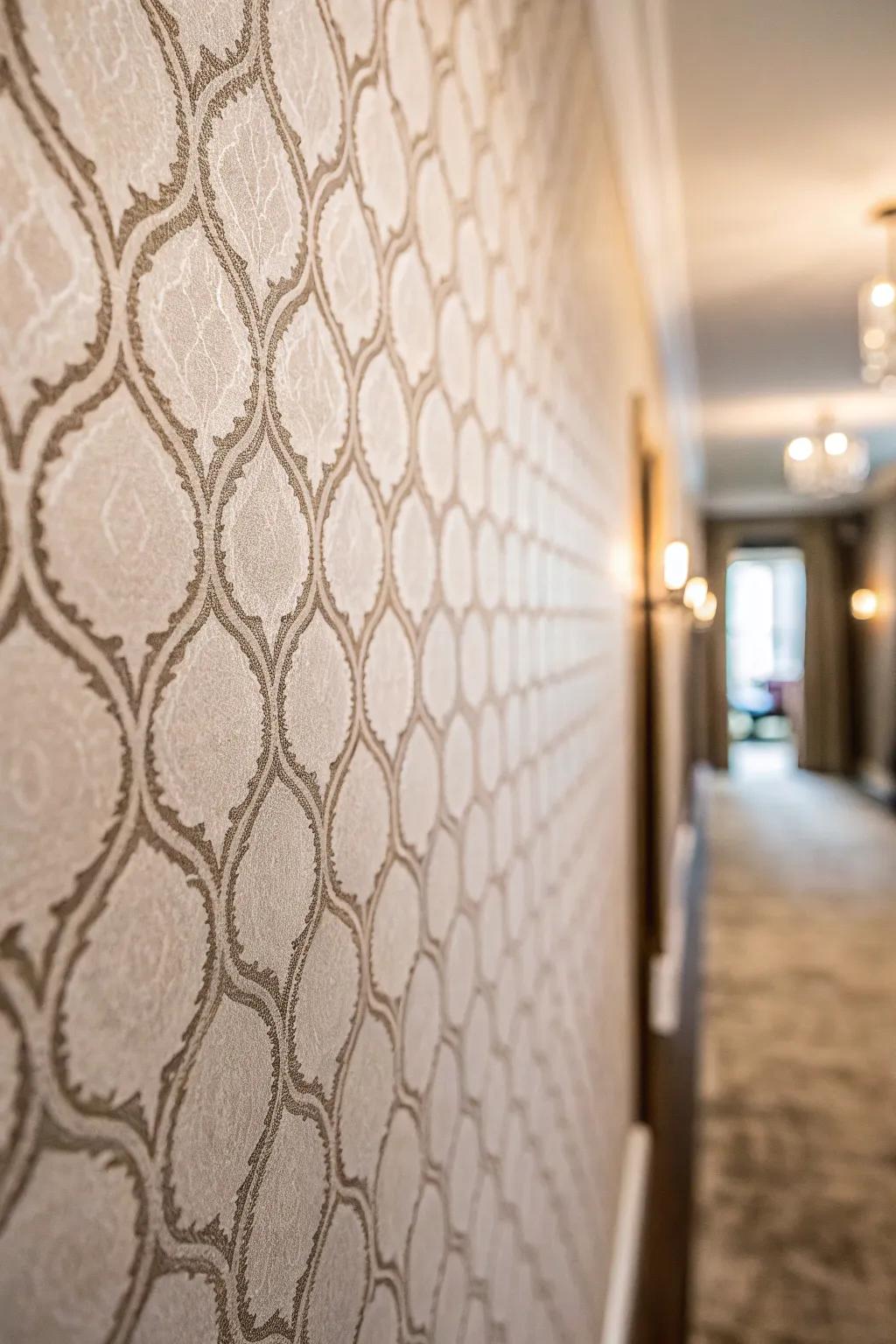Embossed wall coverings add instant character.