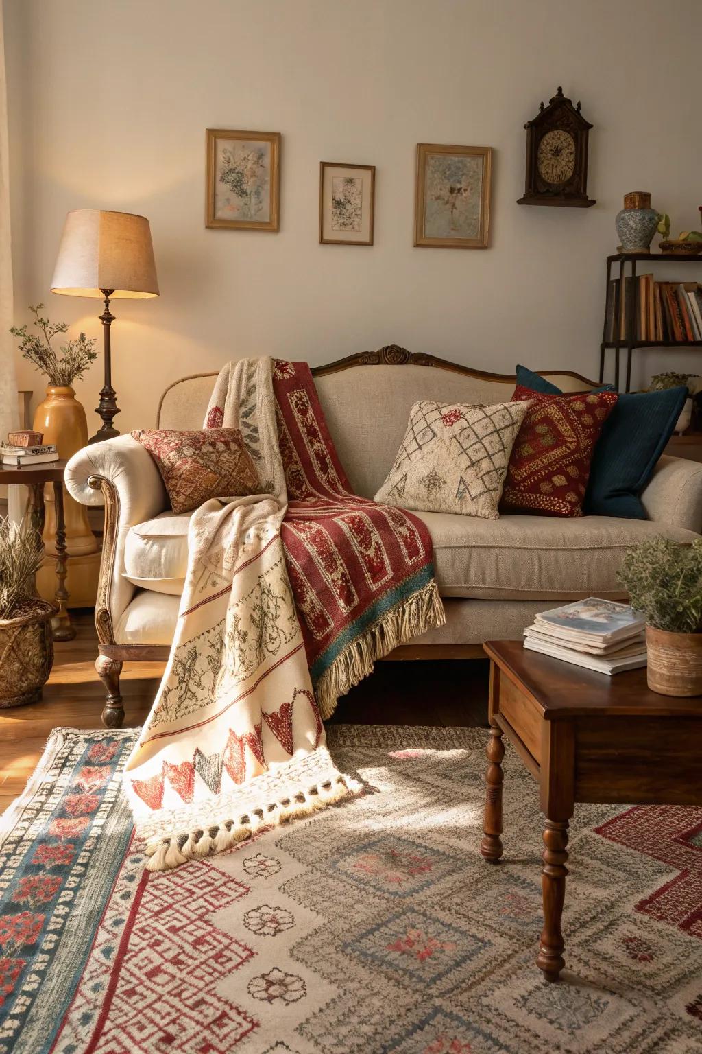 Layered cloths that encourage warmth and texture.