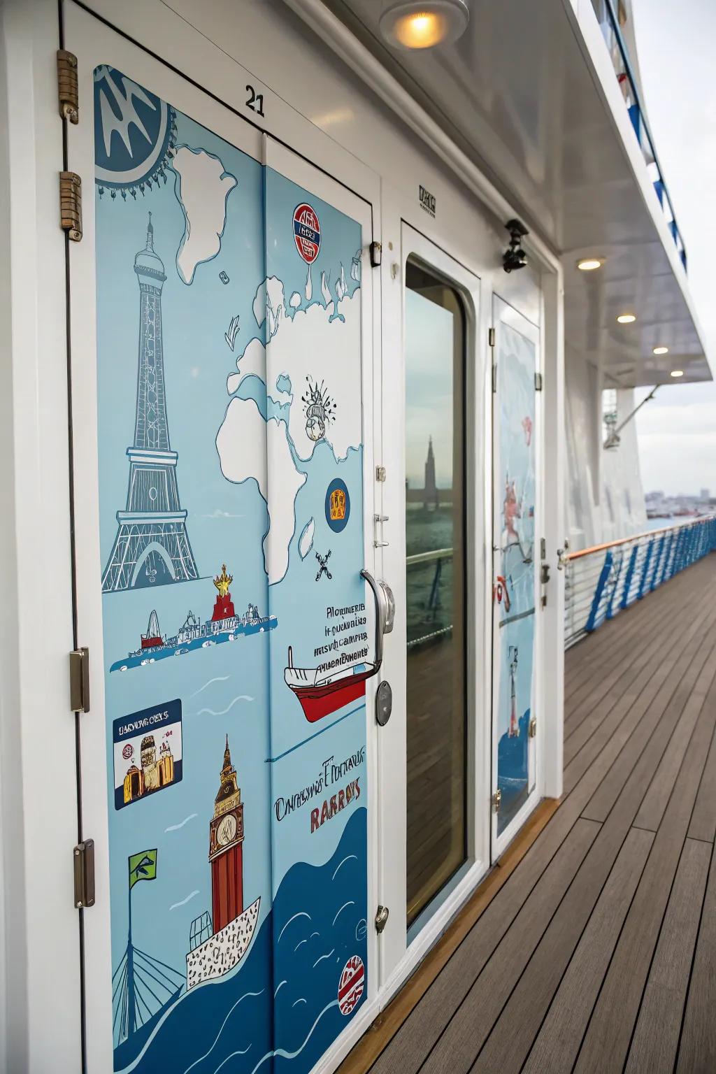 Showcase your cruise journey with landmark emblems.