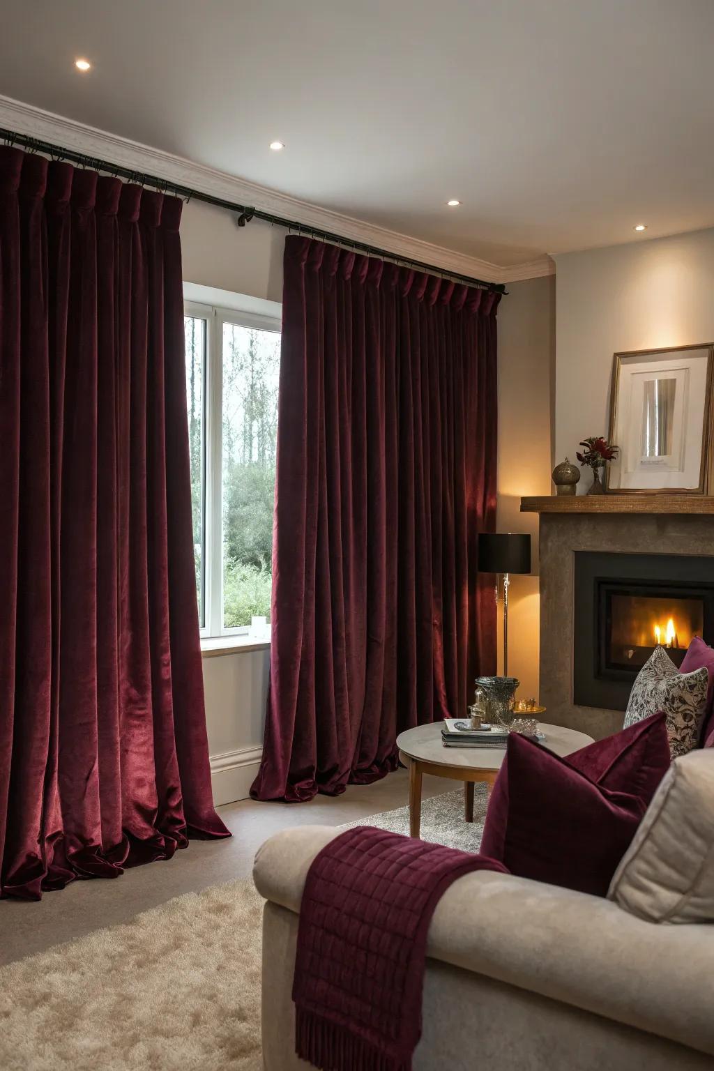 Plush curtains offer both warmth and grandeur.
