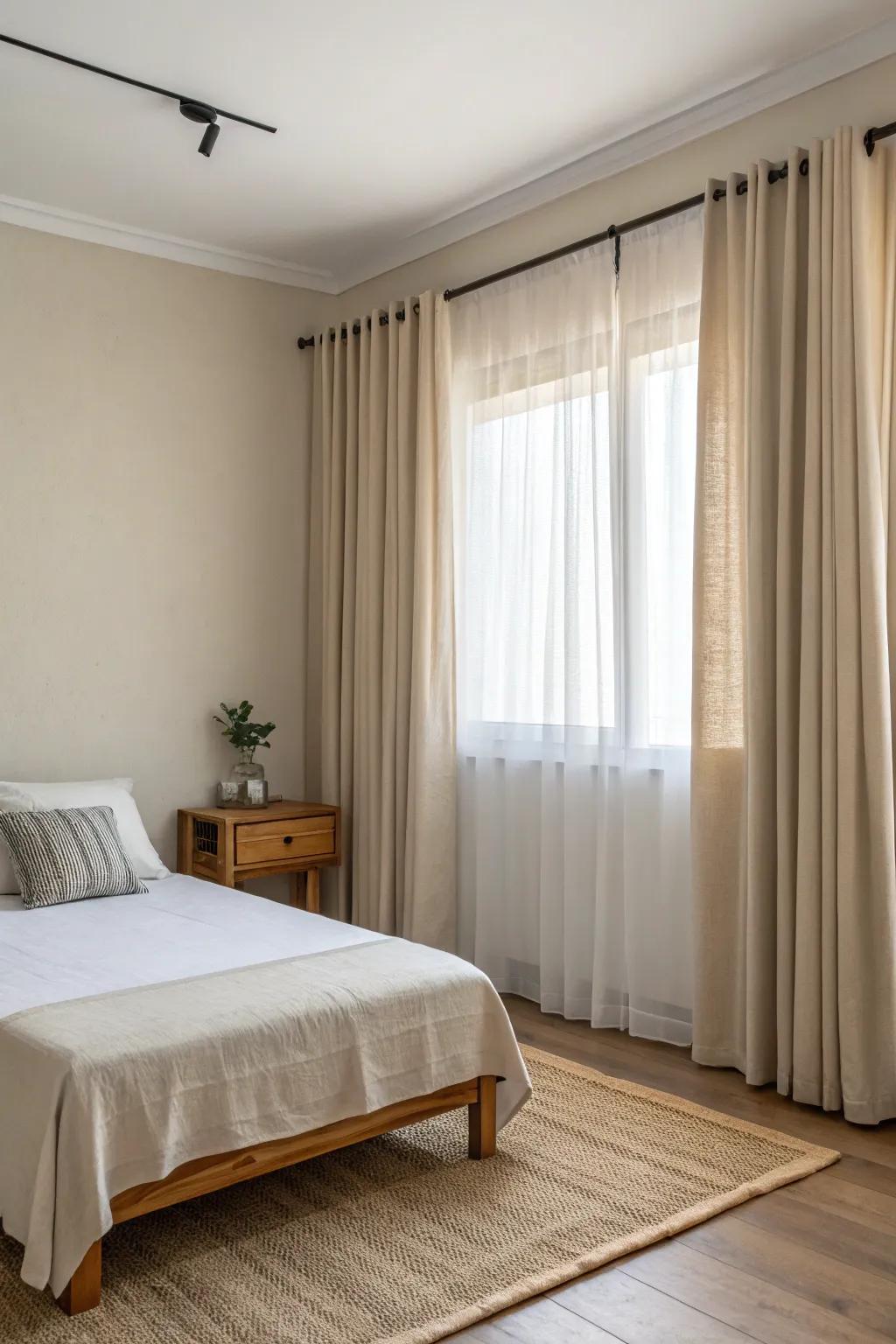 Pressure rods deliver a refined and unobtrusive choice for suspending curtains.