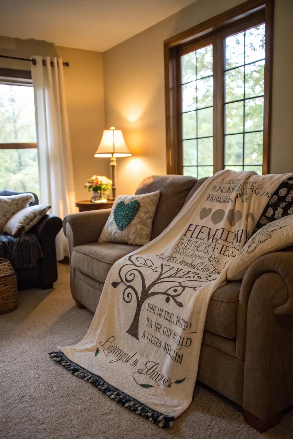 A personalized lounge cover for cozy evenings.
