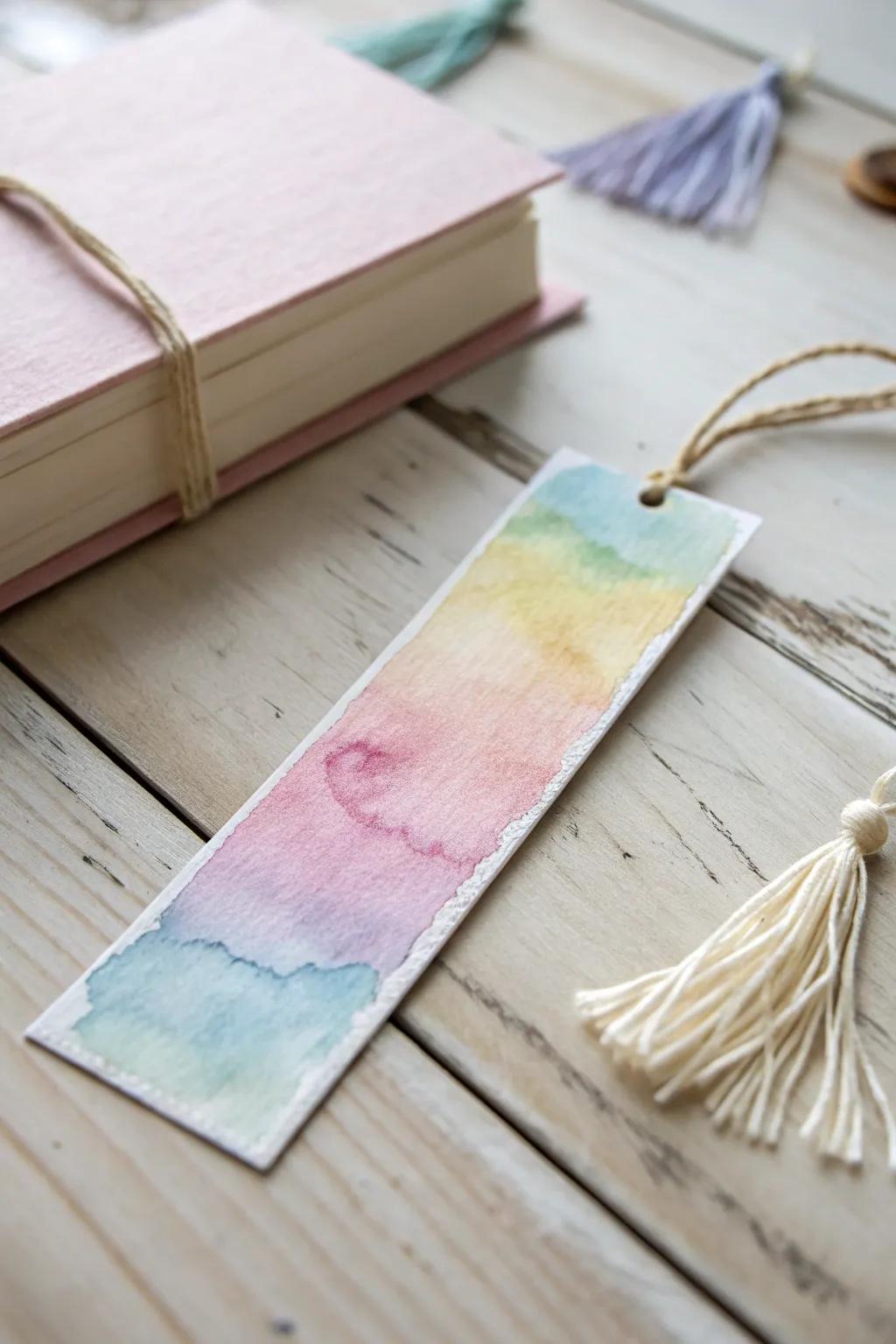 Dive into the serene beauty of watercolor dreams with this handcrafted bookmark.