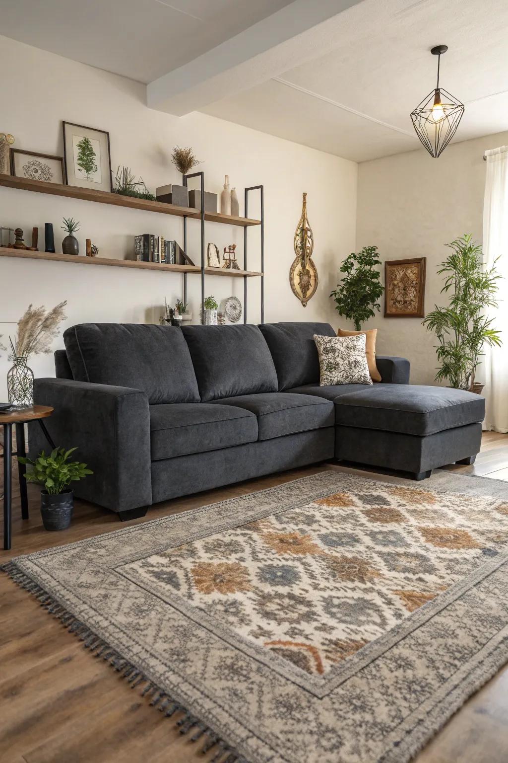 An area floor covering can help define and anchor your space.