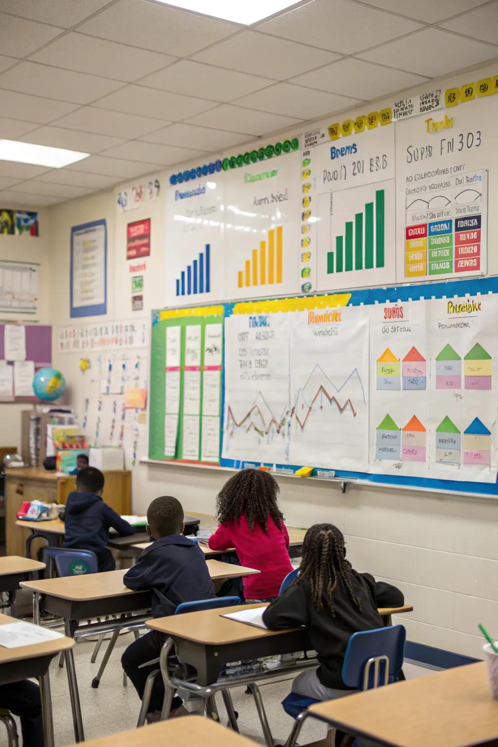 A progress showcase displaying various diagrams to monitor advancement.