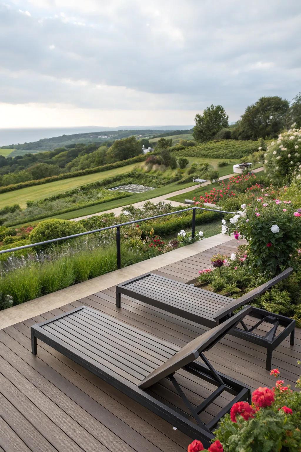 Unbacked benches present a pristine aesthetic with uninterrupted views.
