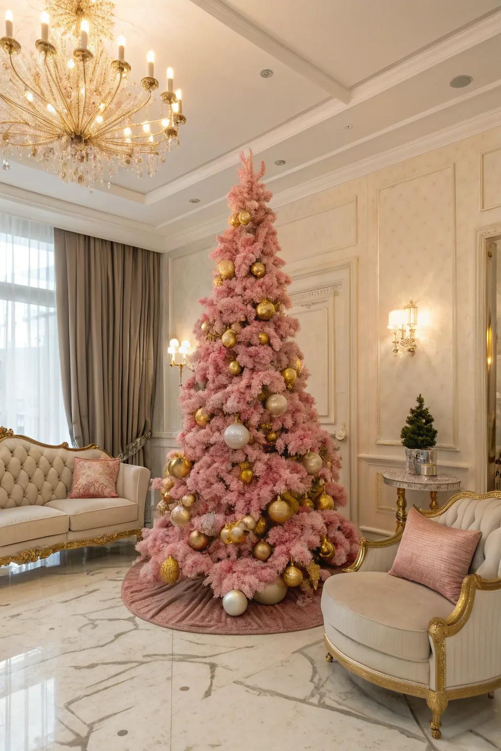 A luxurious combination of gilded and roseate ornaments.