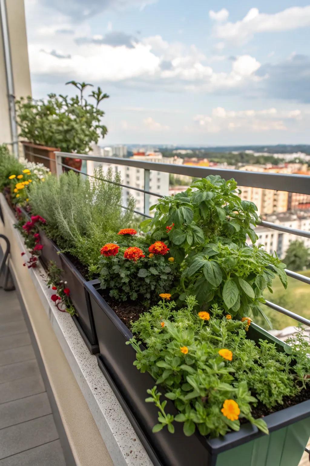 Planter box railings combine beauty with function.