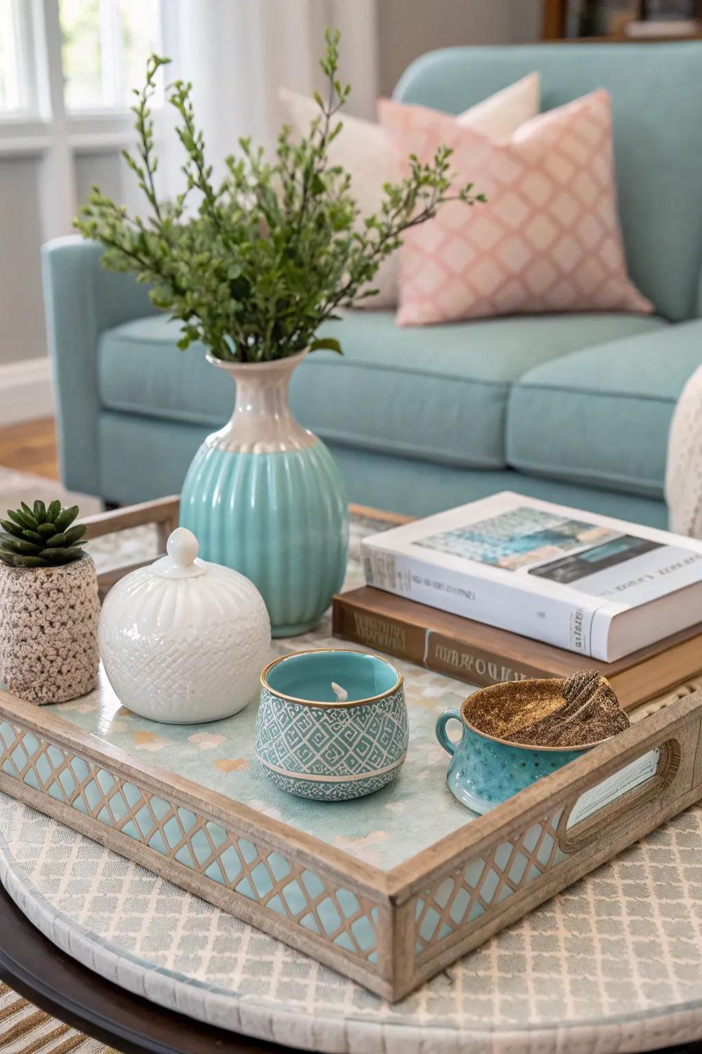 Color arrangement creates harmony on a decorative board.