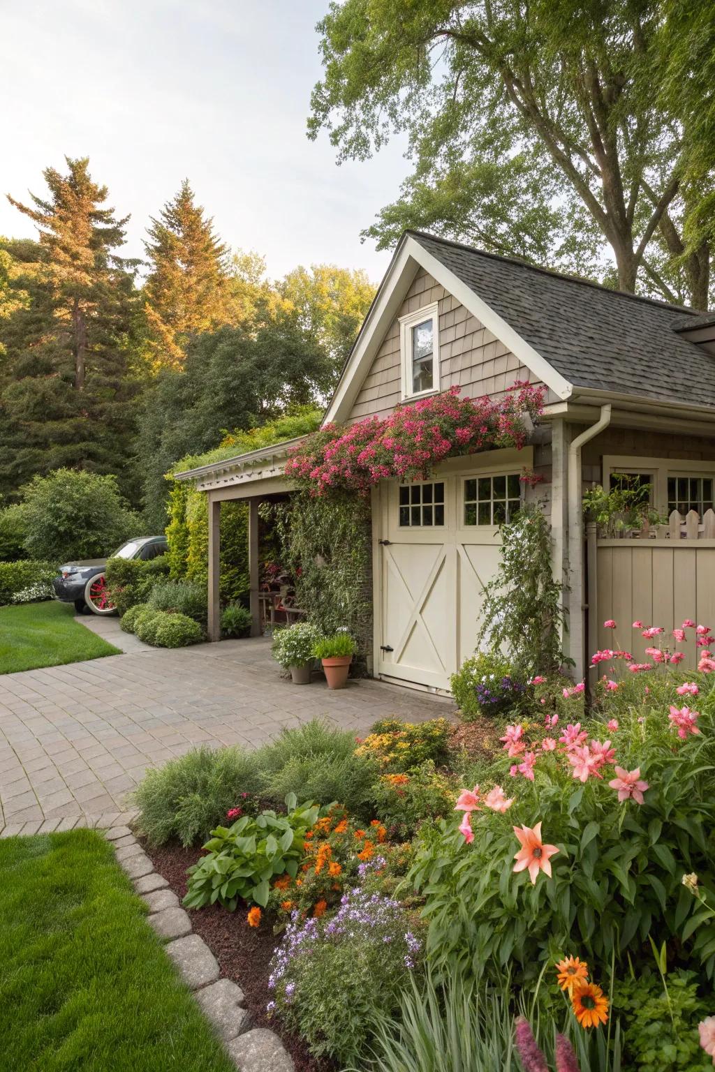 A garage that feels like an extension of your garden paradise.