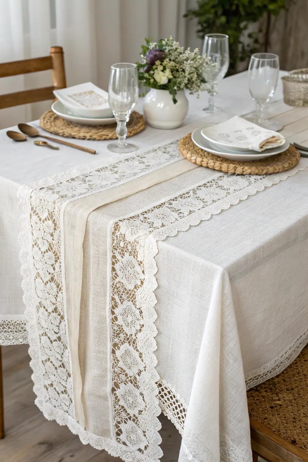 Layered textiles create visual interest and depth.