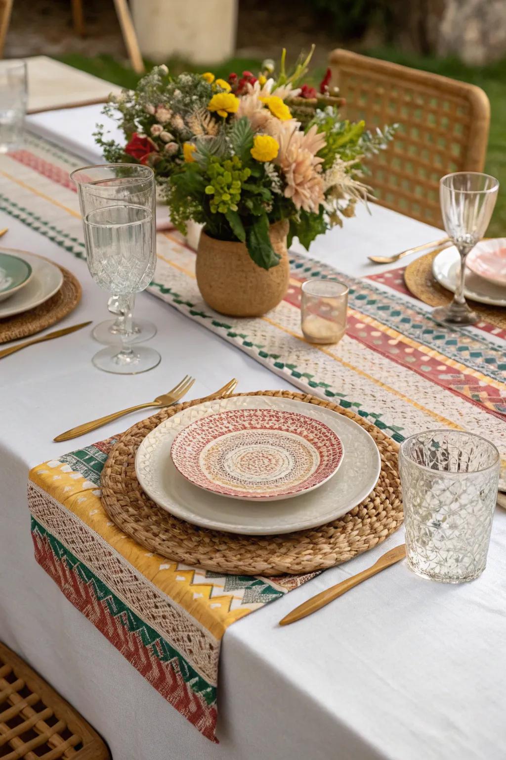 Multi-textured layers enriching the visual depth and curiosity of a supper table design.