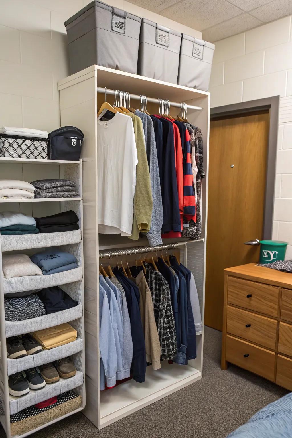 Optimize your wardrobe area with intelligent organization.