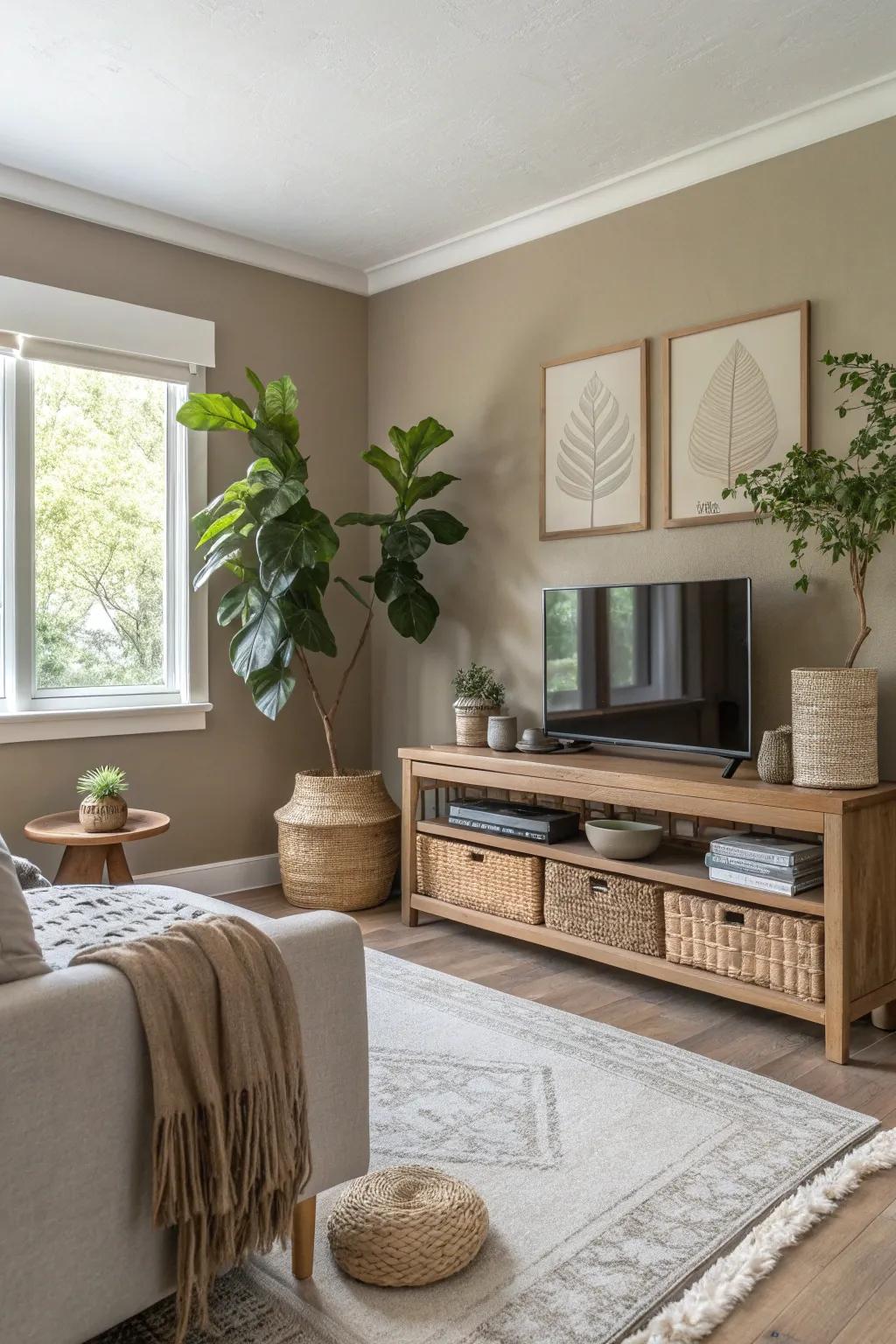 Craft harmony with wall colors that complement earthy decor.