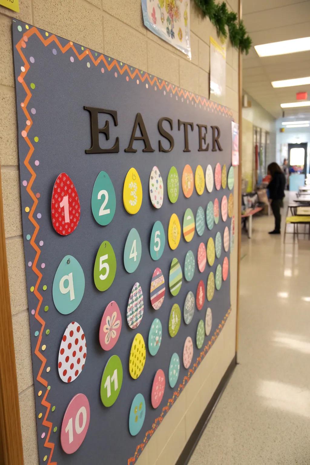 Expectation sequence to Easter using numbered eggs, generating anticipation.