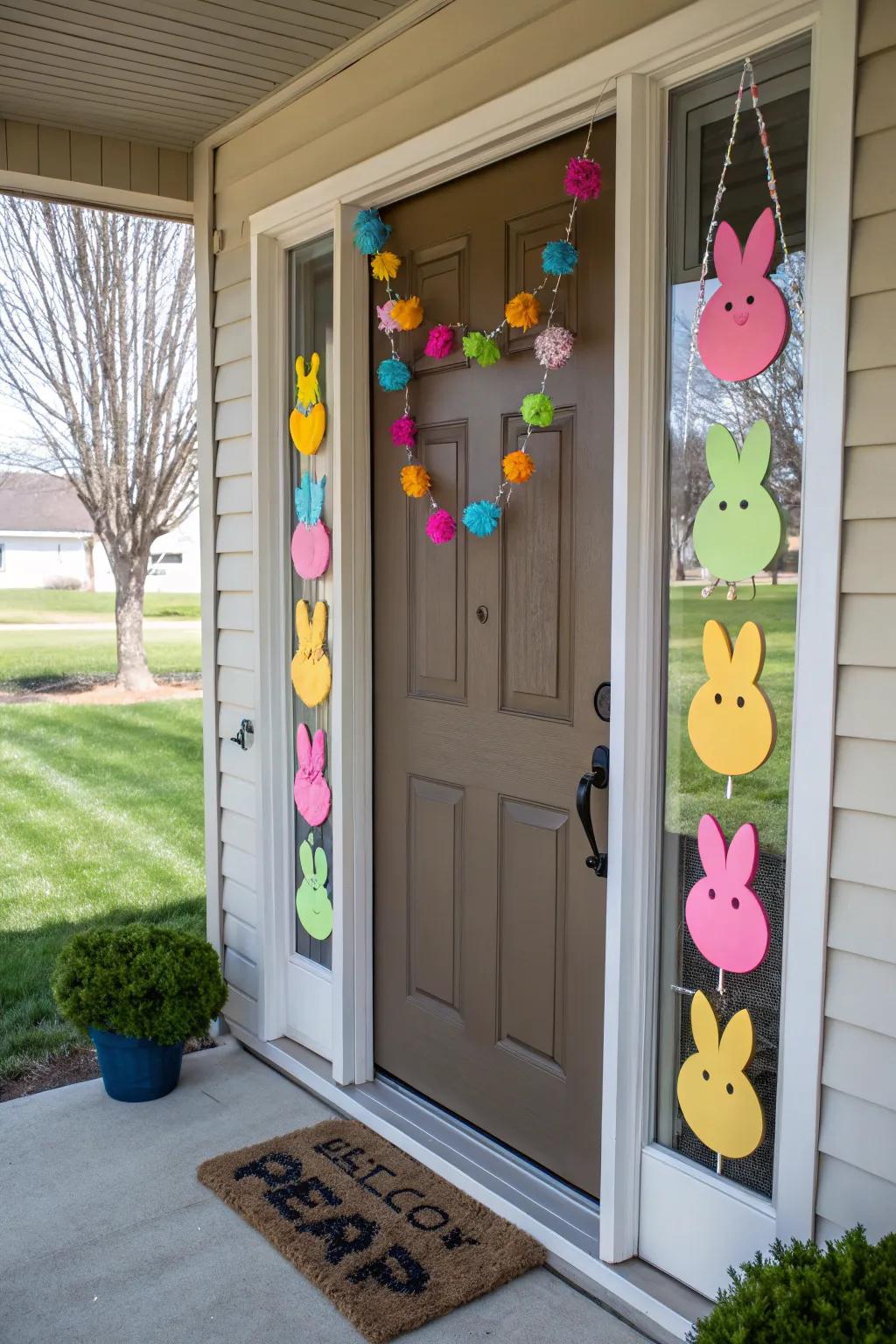 Birdie Treat-inspired door decor infuses a playful and colorful element.