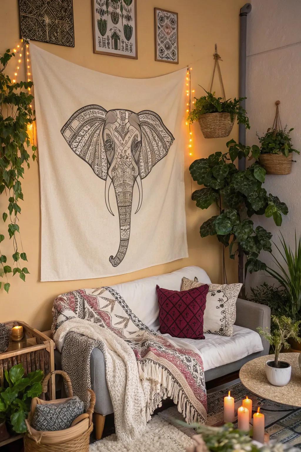 Bohemian elephant prints bring a sense of creativity and warmth to your space.