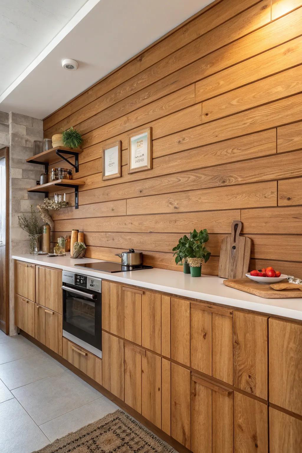 Wooden components inject warmth and personality into a cooking space.