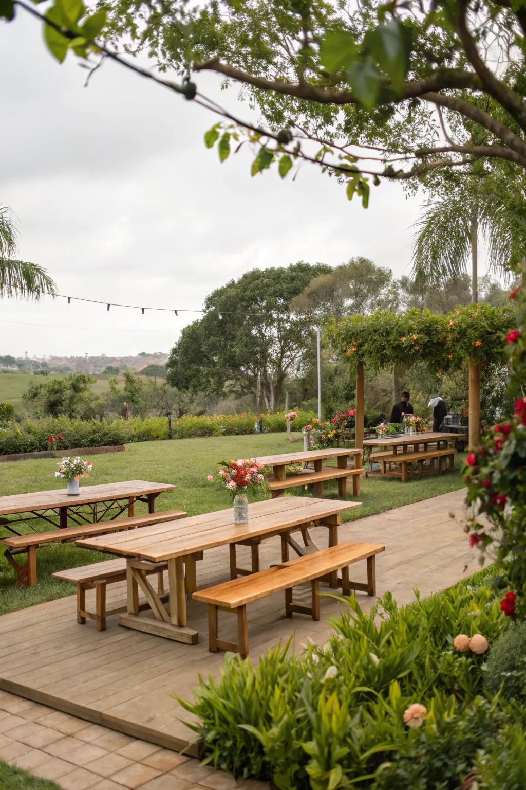Timber elements contribute authenticity to the setting.