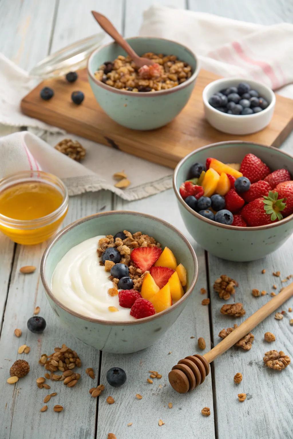 An innovative yogurt station delivering a healthful and participatory brunch activity.