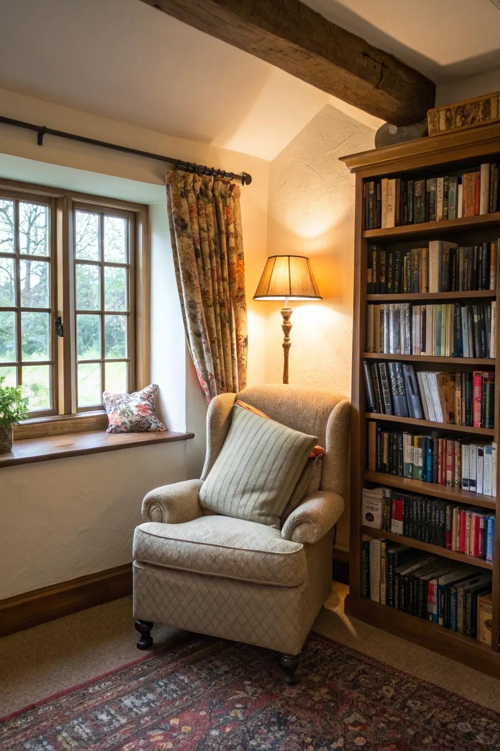 The perfect nook for reading and relaxing.