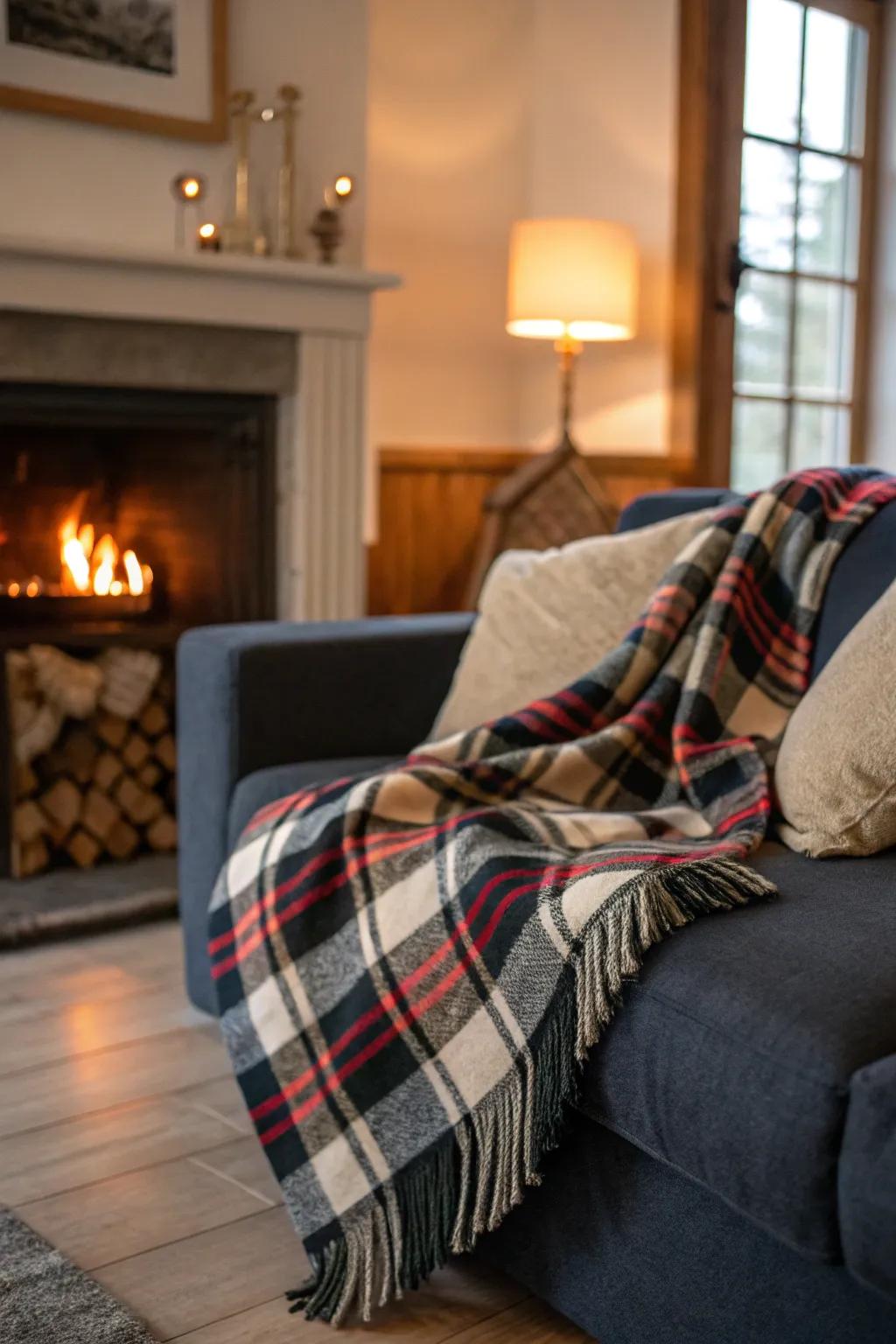 A patterned comfort throw, an essential for snug fall evenings.