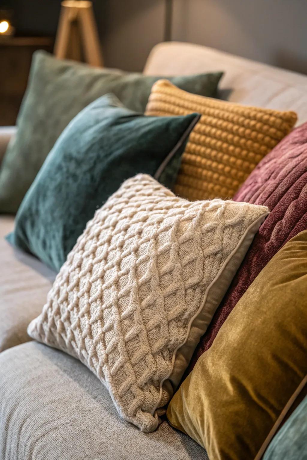 Fabrics rich in texture bring a luxurious element to fall decor.