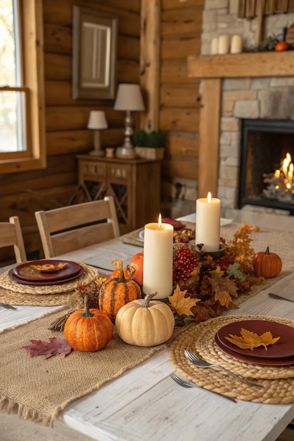 Raw textures enhance the cozy vibe of your autumn table.