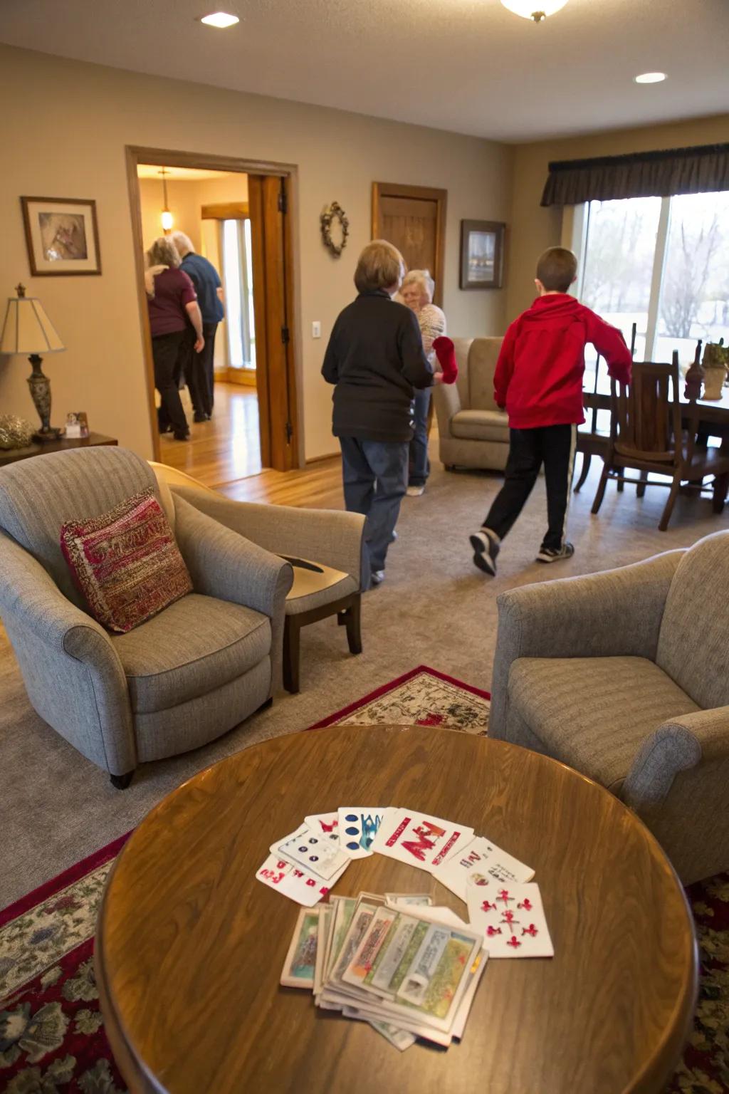 Combining cards with a musical chairs twist