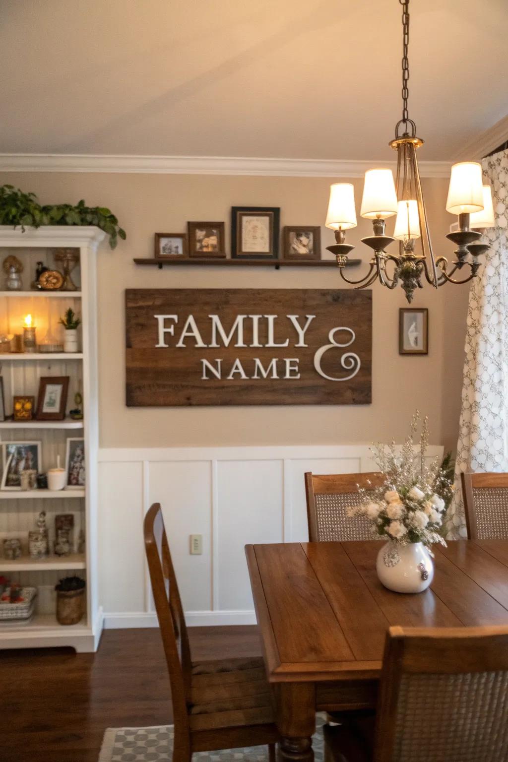 A lineage name marker with an established epoch, impeccable for a dining expanse milieu.